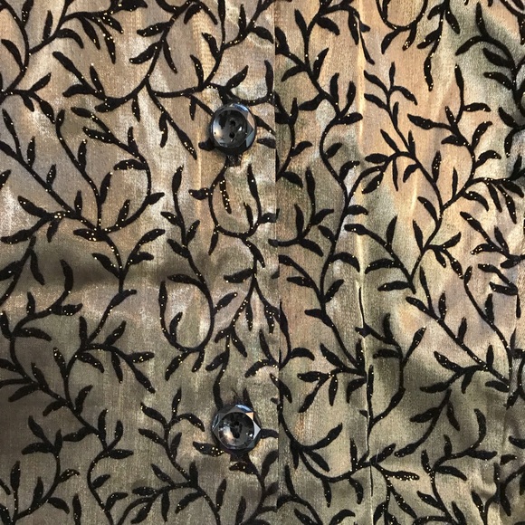 Dressbarn Elegant Blouse NEW Women Plus Size 2X Gold Lame Black Velvet Easy Care - Picture 7 of 12